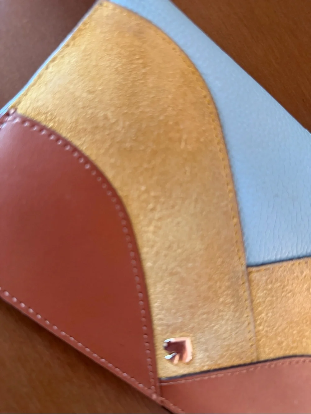 kate spade Nadine Colorblock Leather & Suede Clutch - Light Blue, Mustard, Brown